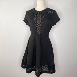 Rehab - Goth Black Collared Dress, Wednesday Adams Style